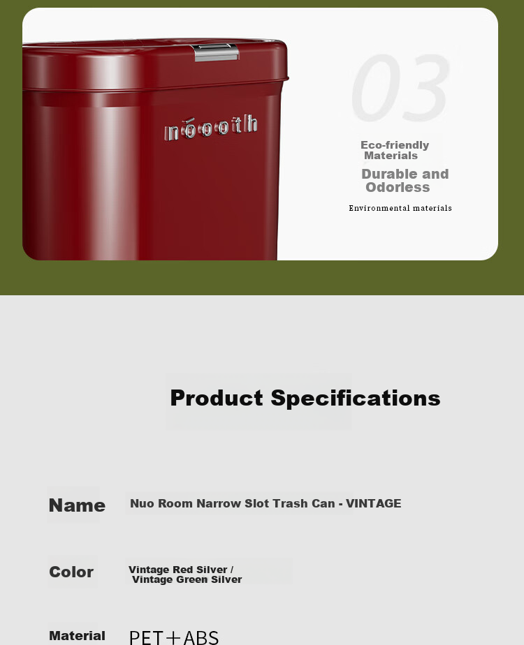 Noshi Bathroom Trash Can with Lid, Narrow Gap High-Value Large Capacity Waste Bin for Toilet, Living Room, Kitchen - Red 11