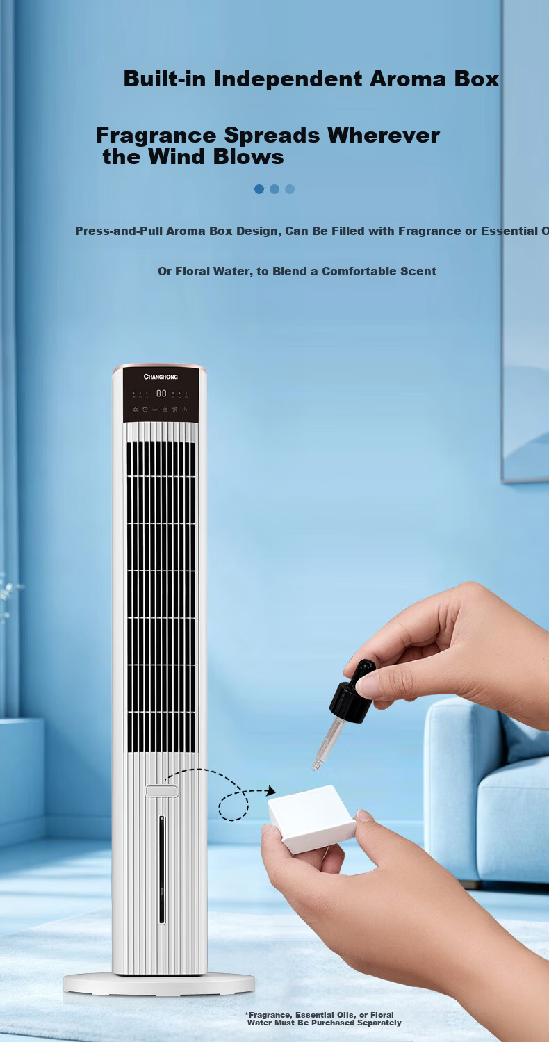 CHANGHONG Home Air Cooler Fan Voice-Controlled Cooling Fan Single Cooling Humidifying Electric Fan Standing Water Cooling Tower Fan High Wind Power Bladeless Cooling Fan Portable Mini Air Conditioner  7