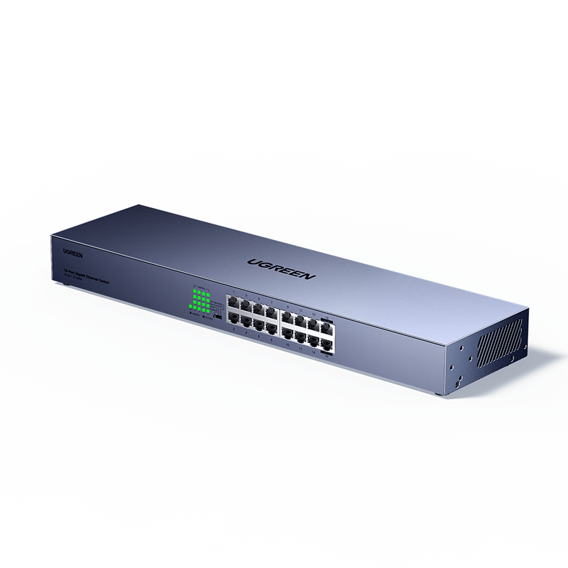 UGREEN 16-Port Gigabit Switch Enterprise-Level Rackmount Switch Engineering Monitoring Network Splitter Home Ethernet Splitter VLAN Segmentation 85149