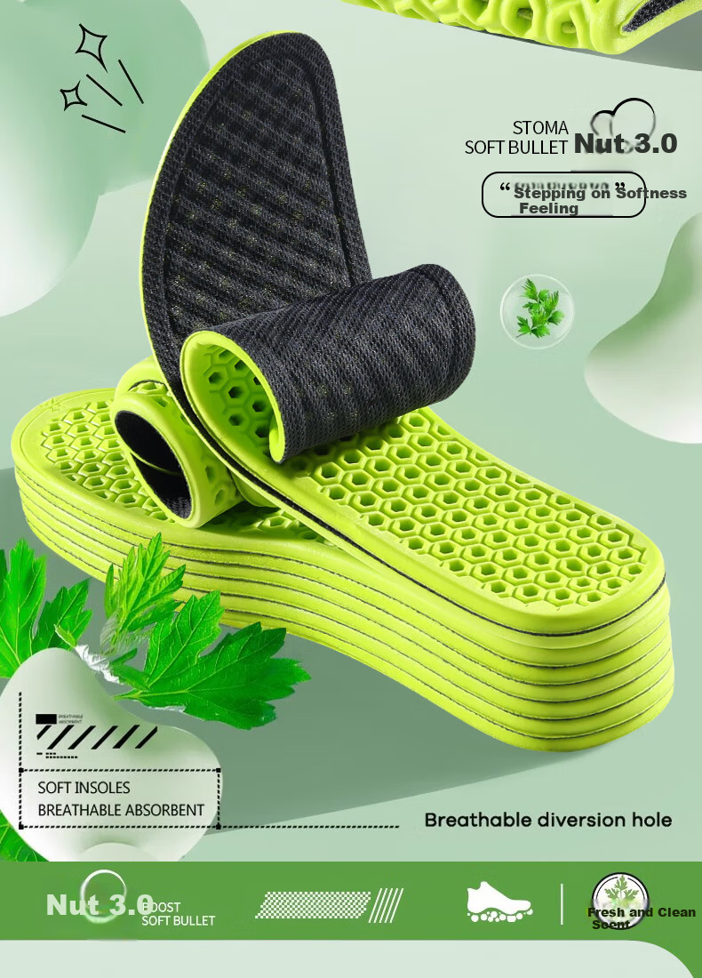 3AnGnI Men's Sports Insoles Sweat-Absorbing Odor-Resistant Breathable Antibacterial Soft Cushioned Insoles for Long Standing Comfort 10