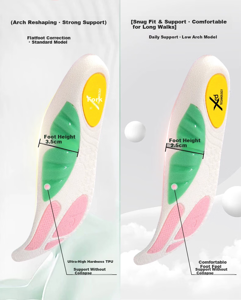 Gouge Whale Mat Professional Arch Support Insoles, Flat Foot Correction Insoles, Black, Size 45-46, 1 Pair 4