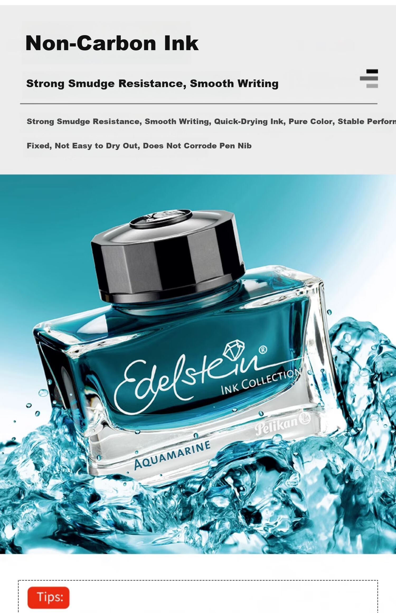 Pelikan Edelstein Ink 50ml Large Bottle Natural Mineral Non-Carbon Fountain Pen Ink Agate Black 7