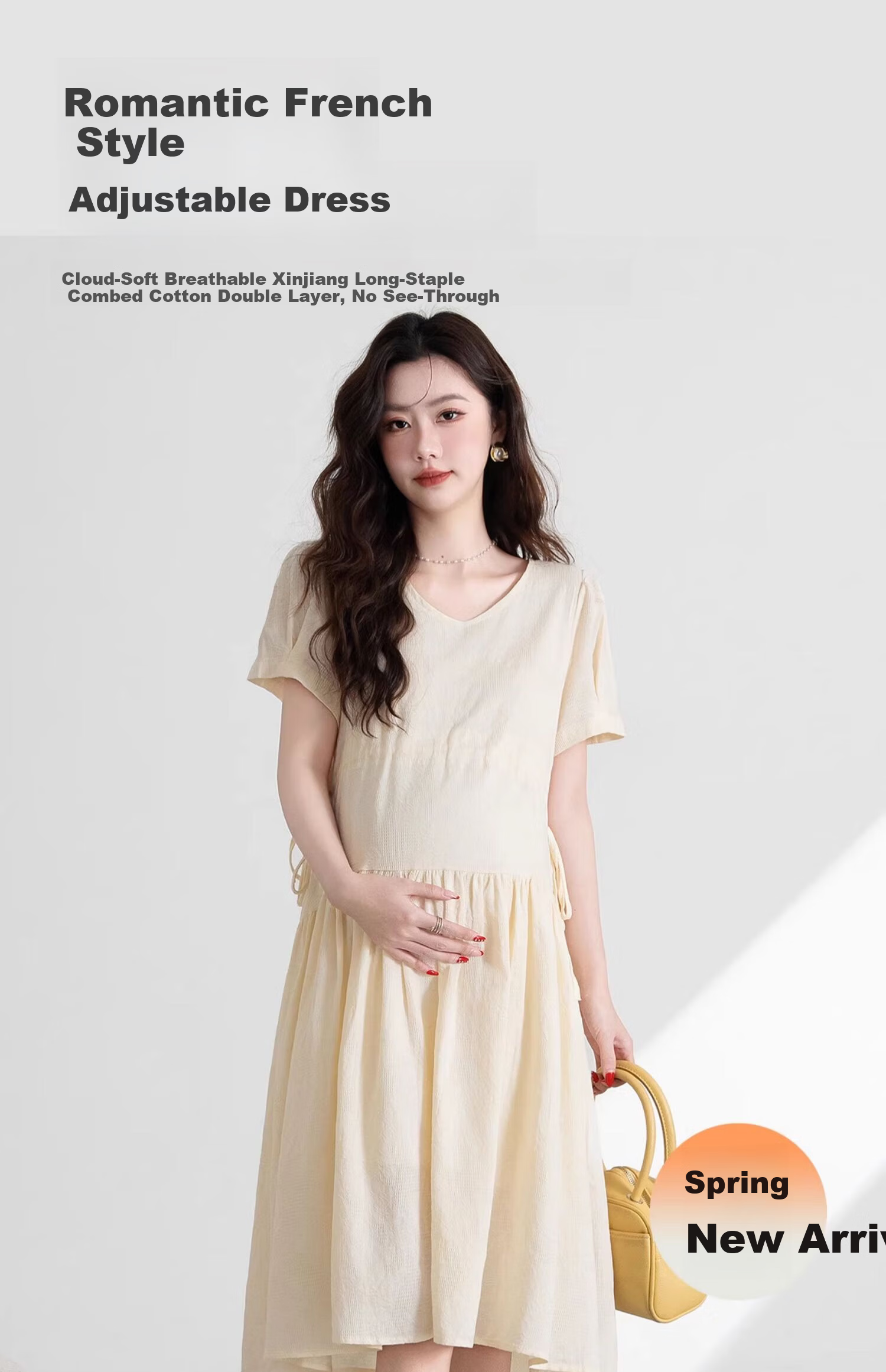 JOYNCLEON Maternity Dress Summer French Style Loose Black Long Dress Pregnancy Clothes Black XL Jly156790 1