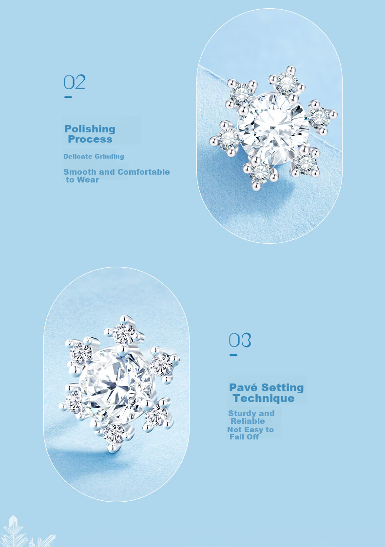 GLTEN Snowflake 999 Pure Silver Earrings Women's Studs Hoops Luxury 2026 New Birthday Gift for Girlfriend Wife 8