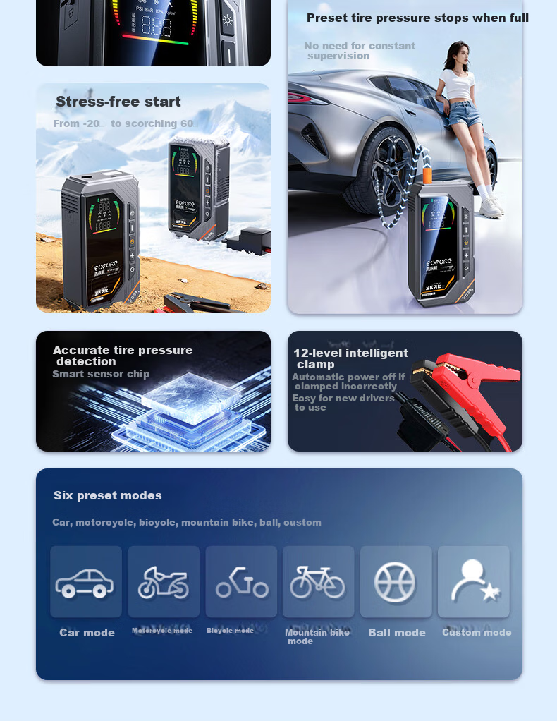 Future Series Emergency Jump Starter and Inflator All-in-One Car Air Pump Vehicle Portable Power Bank Battery Charger Outdoor Rescue 2
