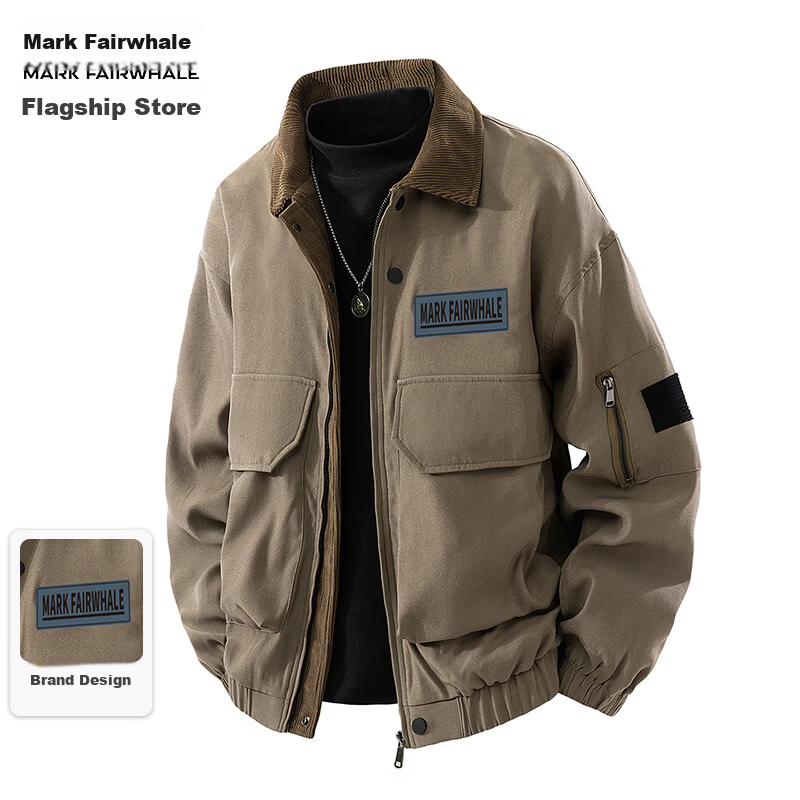 MARK FAIRWHALE Men's Spring and Autumn American Barn Style Workwear Jacket Casual Loose Fit Outerwear