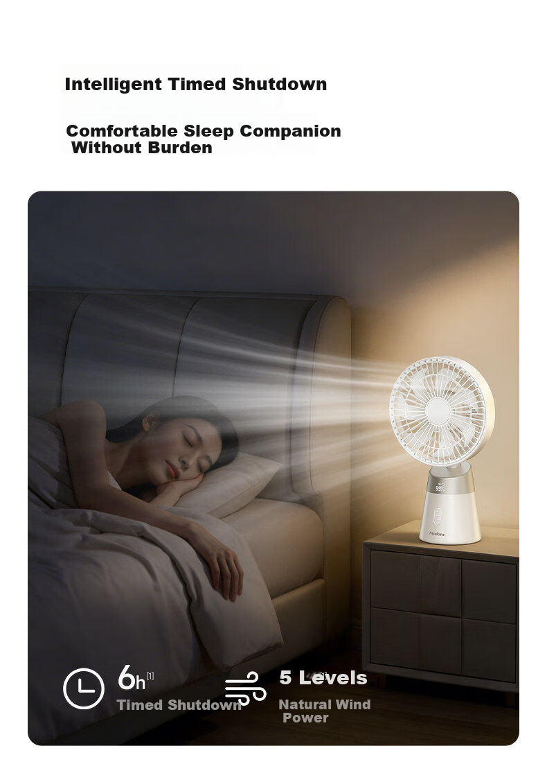 Desktop Fan Ultra-Quiet Air Circulation Oscillating Small Fan Office Dormitory Student Bedside Outdoor Tabletop Mini Fan Standard Champagne Color 10