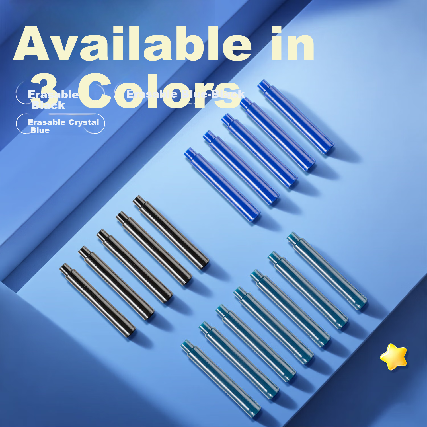Rocher [Popular Item] Heat Erasable Fountain Pen Ink Cartridges Quick Drying for Primary School Students Grade 3 Replaceable Thermosensitive Erasable M-3430/3.4mm Diameter 30pcs Blue