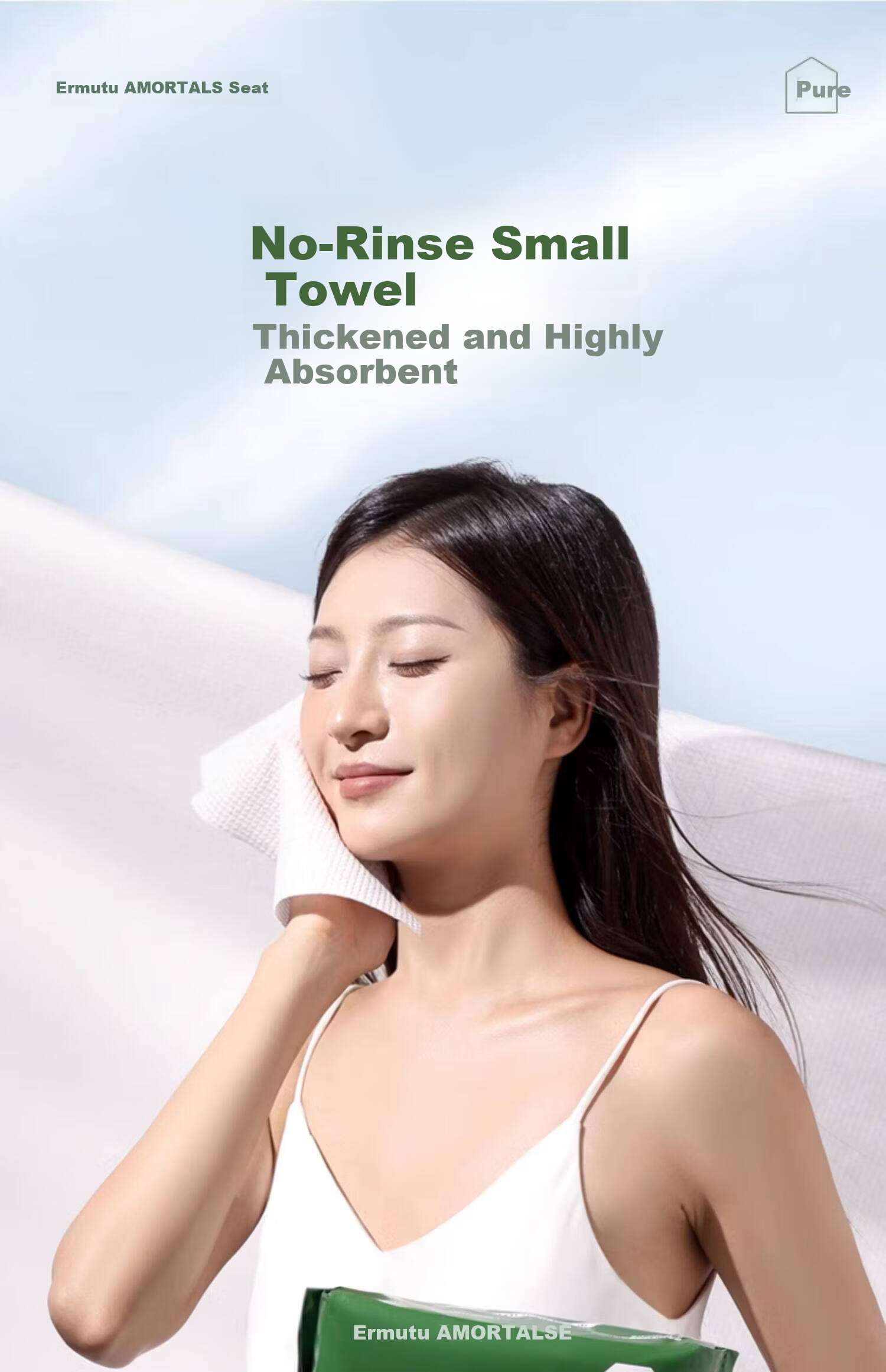 AMORTALS Facial Cleansing Wipes 90gsm 70 Sheets Pack Disposable Soft Thickened Large Size Face Towels 3