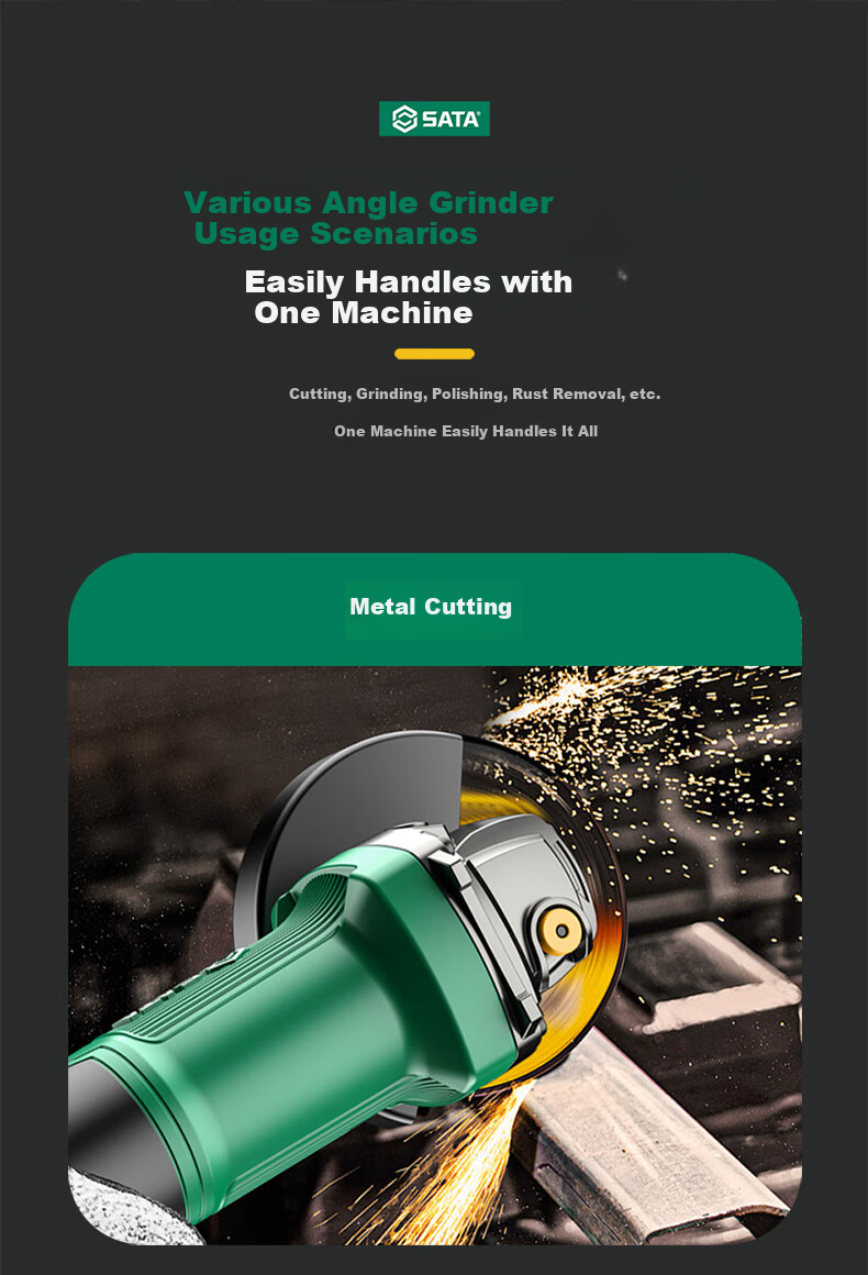 SATA Electric Angle Grinder Cutting Machine Household Polishing Hand Grinder Multifunctional D05724 Metal 15