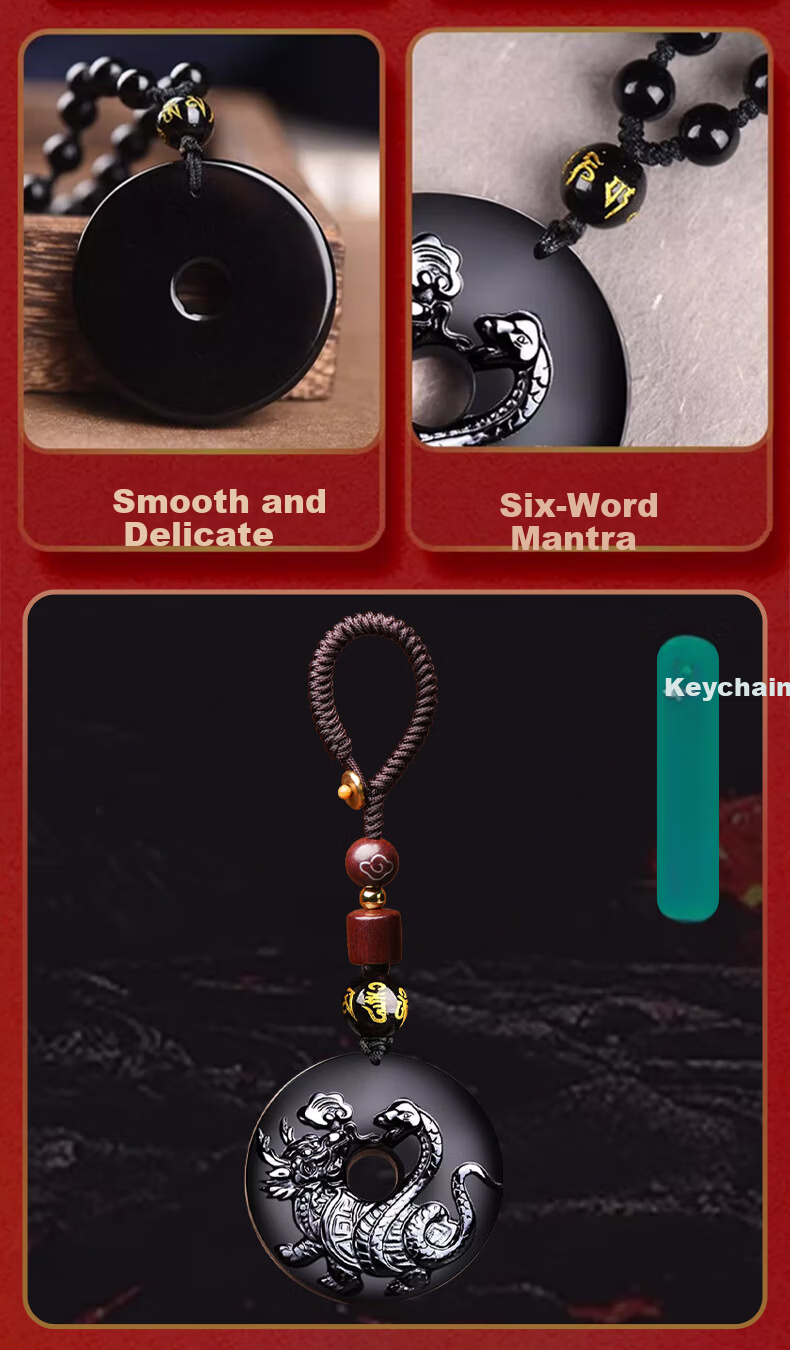 Li Juming Five Elements Water Deficiency Black Obsidian Xuanwu Pendant Northern Water God Snake Turtle Water Element Keychain Pendant Shui Ze Jie Gua 9