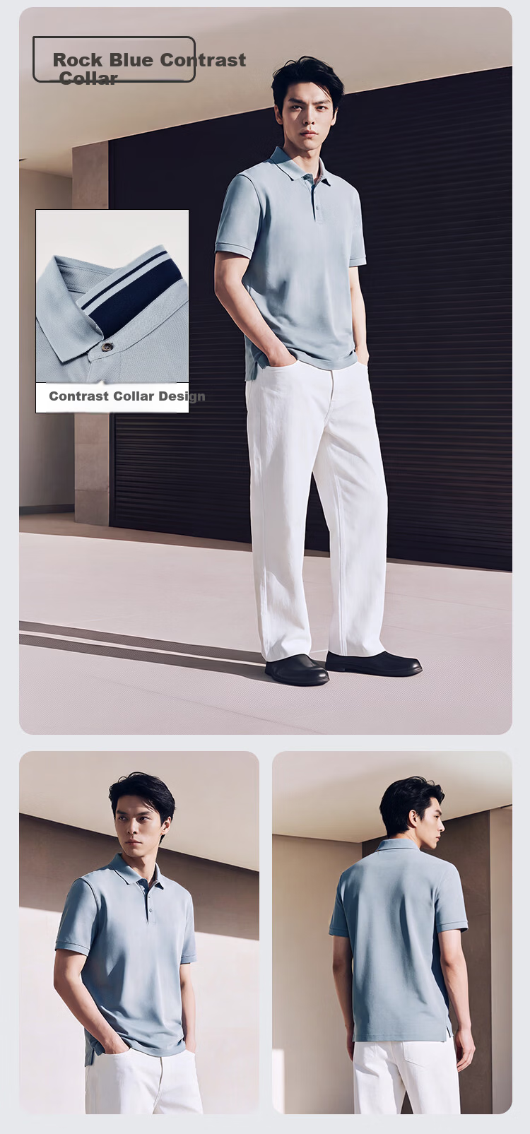 JD Jingzao 100-Count Premium Men's Polo Shirt Non-Iron Short Sleeve T-Shirt Summer New Father's Day Gift Navy Blue S 10