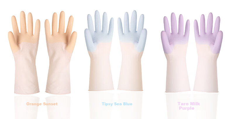 Titanfine PVC Two-Tone Dishwashing Gloves Pair Size S Household Kitchen Cleaning Thickened Waterproof Non-Slip Wear-Resistant Purple 9