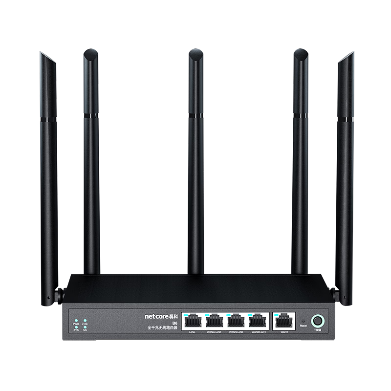 Netcore B6 Full Gigabit Wireless Router Enterprise-Grade WiFi 5G Dual-Band 1200M Multi-WAN Ports High-Speed 5-Antenna Router for Home And Business Use