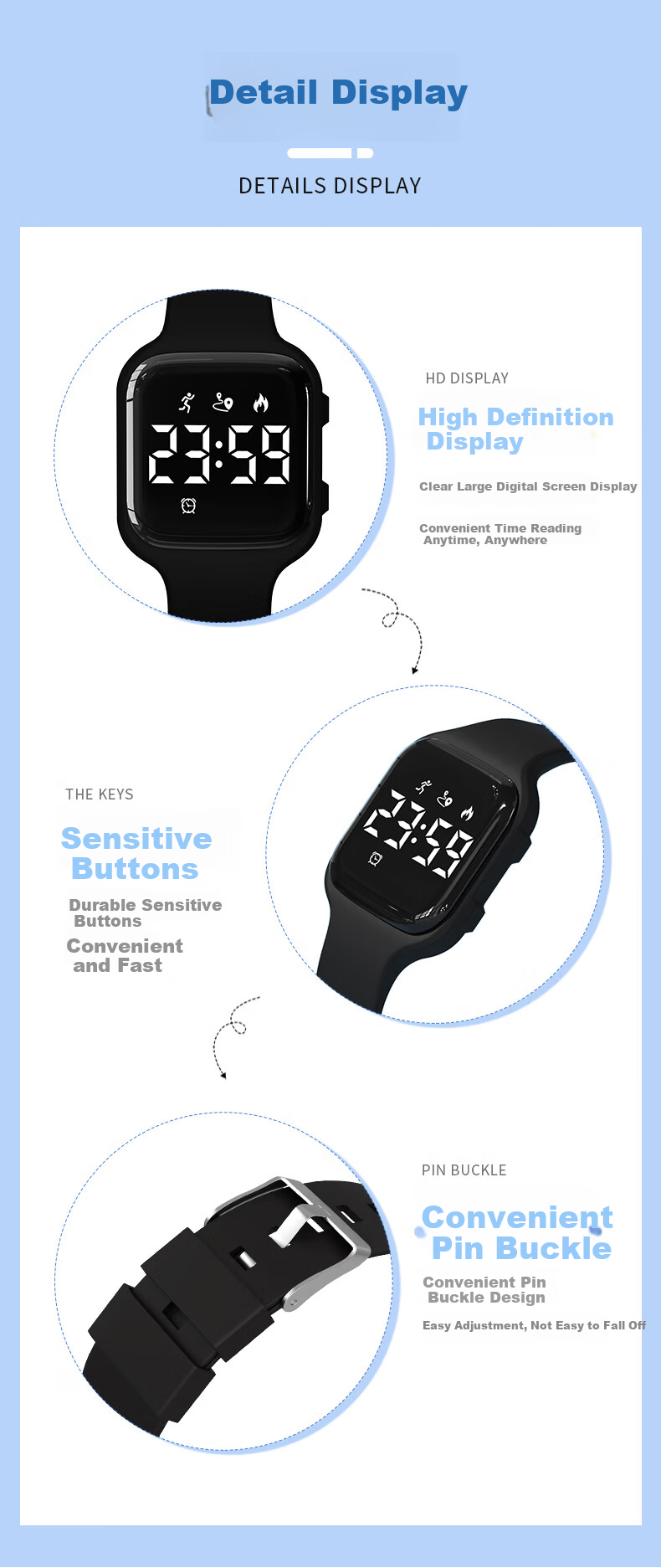 Koshi Junior Student Boys Sports Waterproof Vibration Alarm Wristwatch Children's Electronic Watch for Boys 15