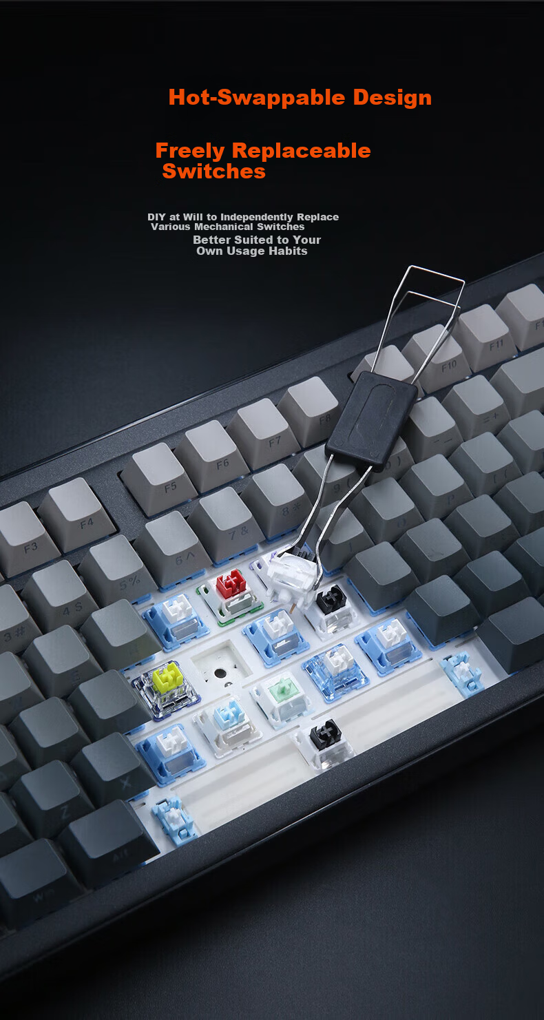 DAREU 2026 Wireless Keyboard A98 Professional Edition Tri-Mode Connection White Smoke Cyan Side-Printed Sky Switch V3 Non-Silent 97-Key 5