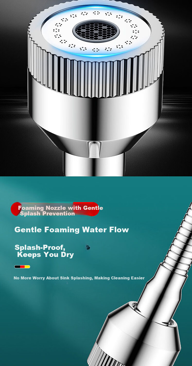 HOMK German Kitchen Faucet Extender Splash-Proof Universal Rotating Faucet Aerator Extension 5