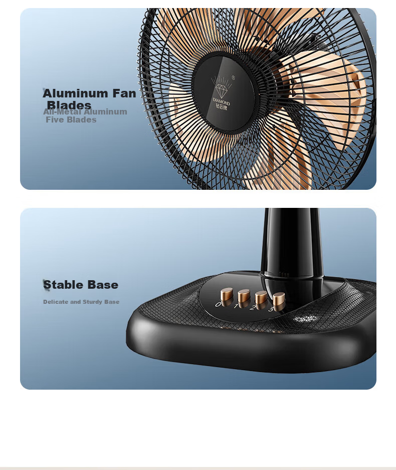 DIAMOND Desktop Electric Fan Home Table Fan Dormitory Quiet Small Fan Student Living Room Bedroom Bedside Oscillating Large Fan WY 15