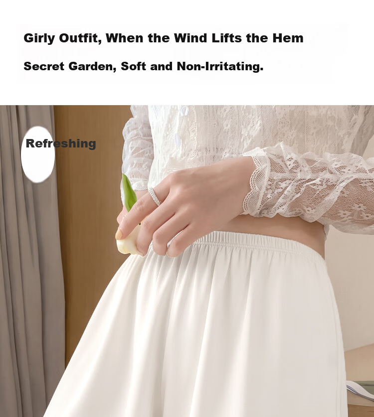 Herbal Original Ice Silk Bare Feeling Safety Shorts for Women Summer Thin Anti-Exposure Loose Lace Home Wear Leggings 2