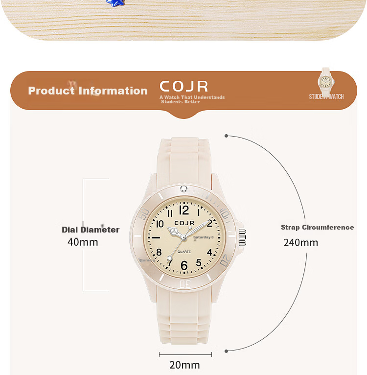 COJR Women's Watch Silicone Waterproof Luminous Electronic Quartz for High School Students Exam Use 10