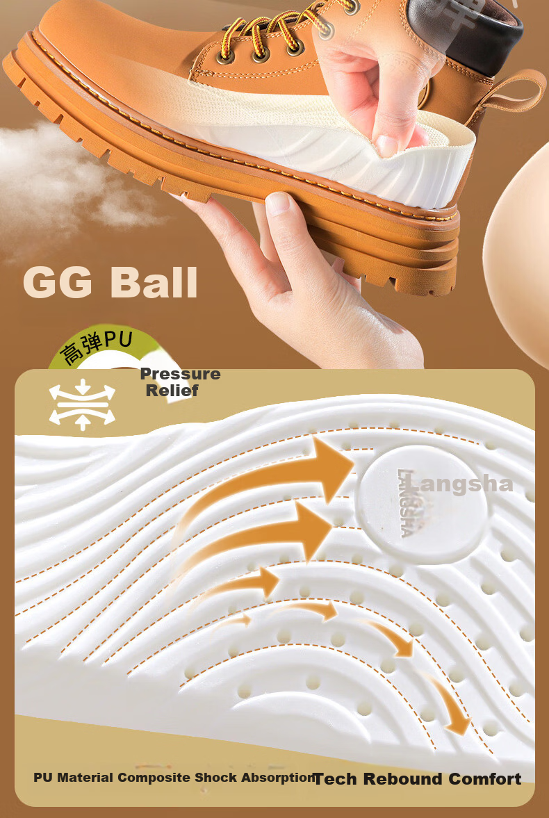 Langsha Invisible Height Increasing Insoles Soft Shock Absorption Sweat-Absorbing Odor-Resistant Breathable Unisex Height Boosting Pads 2.5cm Size 43-44 6