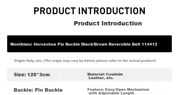 MONTBLANC Horseshoe Buckle Black and Brown Reversible Leather Belt 3cm 114412 [Gift] 2