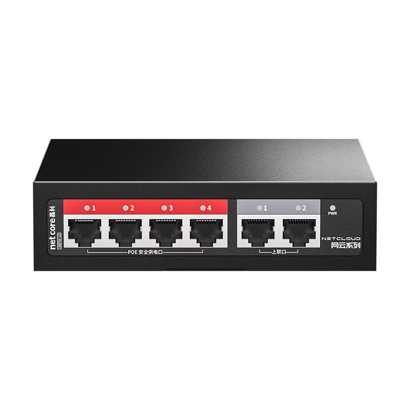 Netcore S6PM 6-Port 100Mbps POE Switch, Cloud-Managed Splitter, Surveillance Network Camera Hub, VLAN Isolation, Lightweight Management