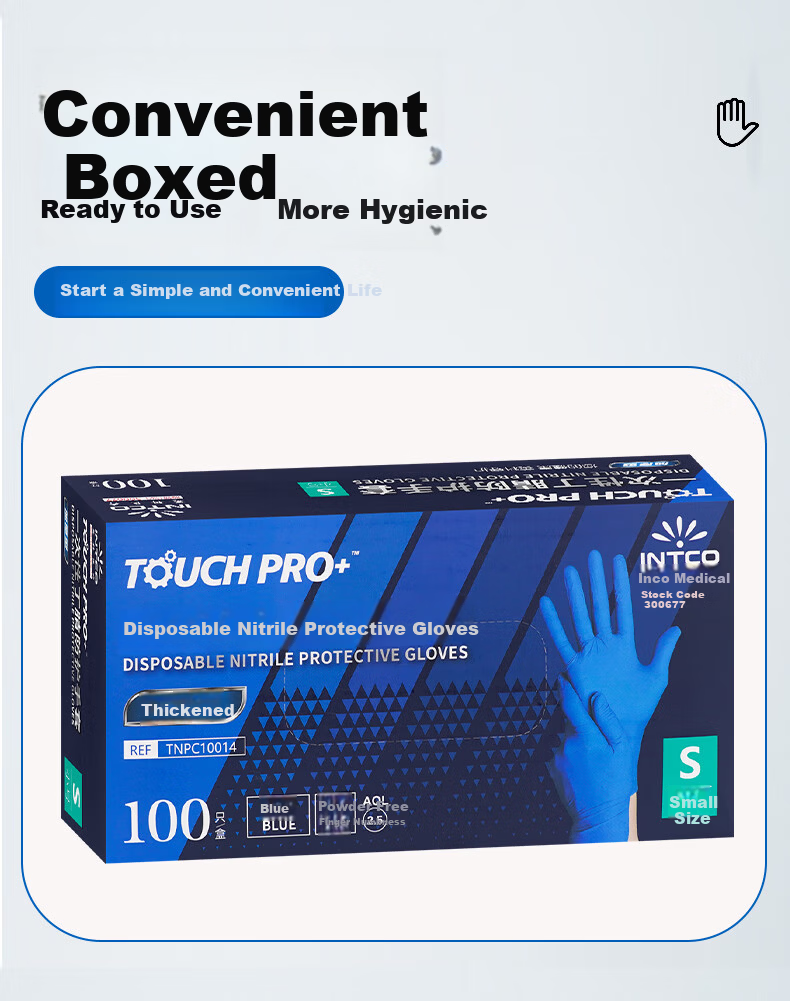 INTCO Disposable Nitrile Gloves Thickened Durable Food Service Household Kitchen Cleaning Dishwashing Size S Small 6