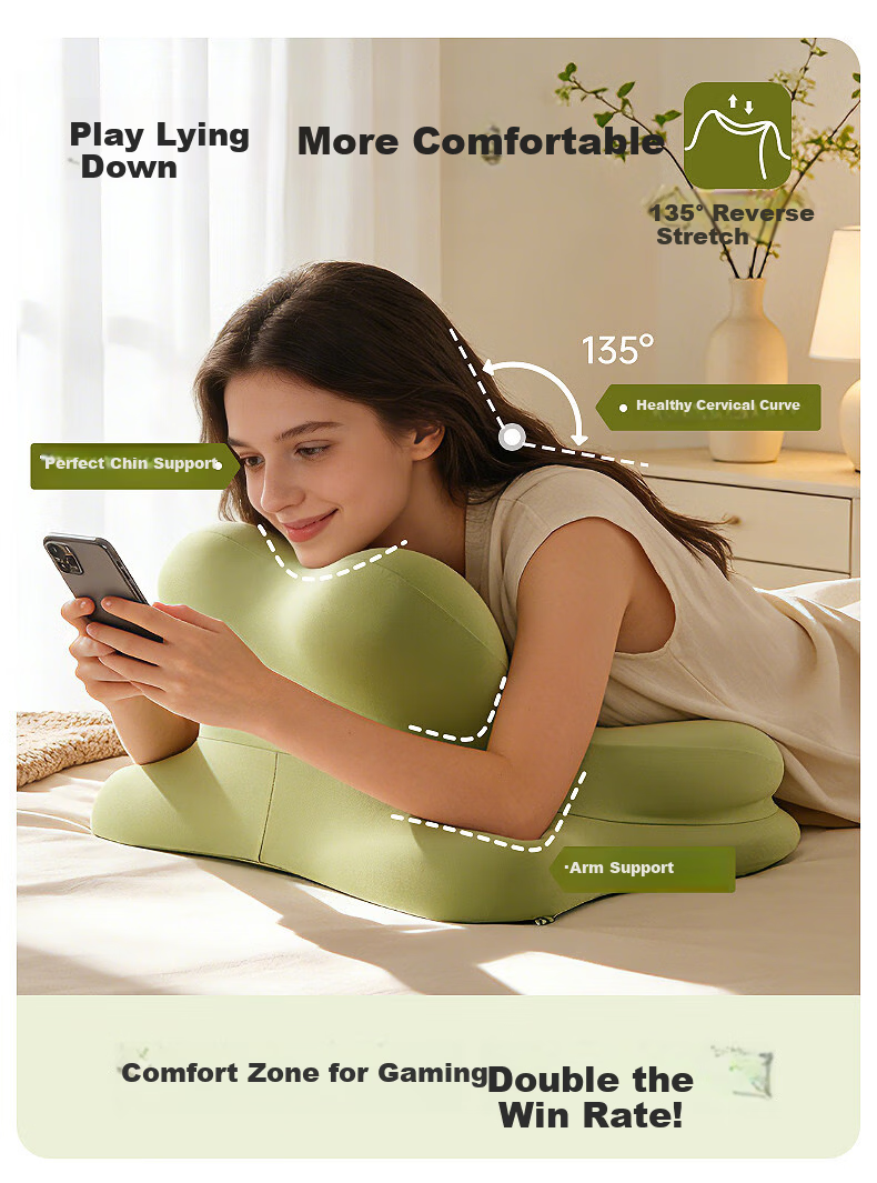 CORY Prone Sleeping Pillow Multifunctional Phone Holder Pillow Green 6