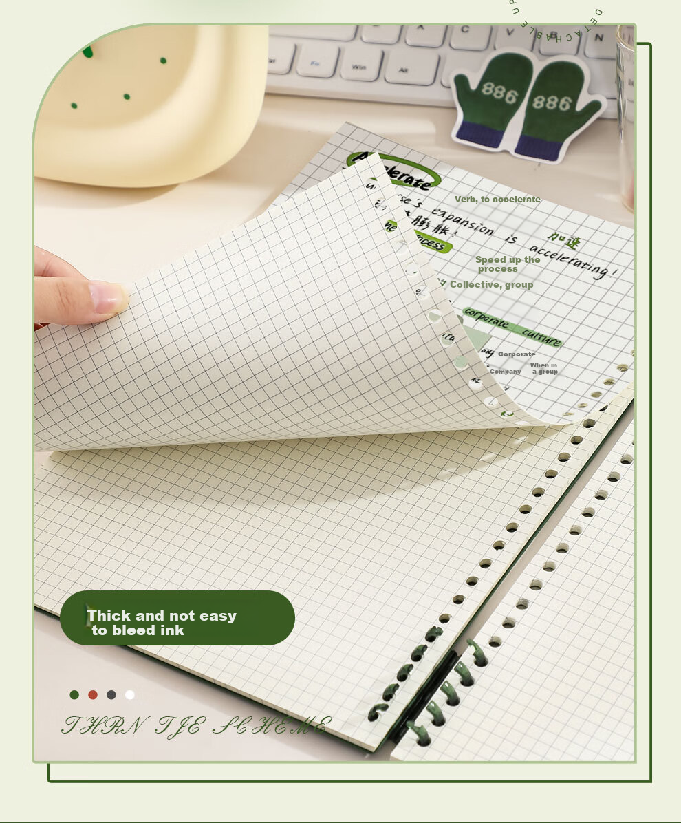 Faramon A5/60 Sheets Detachable Refillable Loose-Leaf Notebook Transparent Lined Student Coil Notebook Thickened Exam Study Journal 8