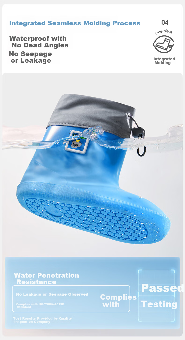 Lemon Baby Kids Waterproof Rain Boots Unisex Outdoor Non-Slip Water Shoes with Drawstring Closure, Blue, Size 18 5