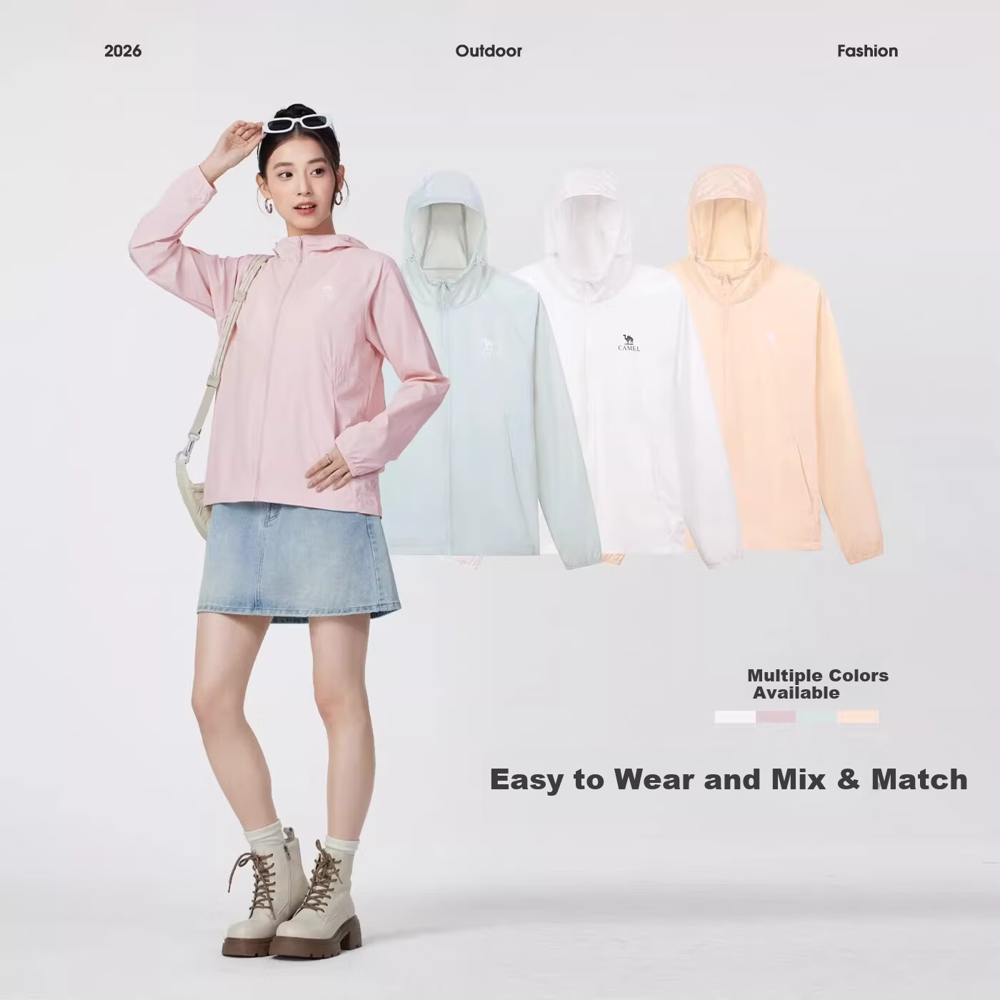 CAMEL Outdoor Original Yarn Sun Protection Jacket 2026 Spring Summer New Women's UPF1000 Cooling Water-Repellent Sports Jacket O015