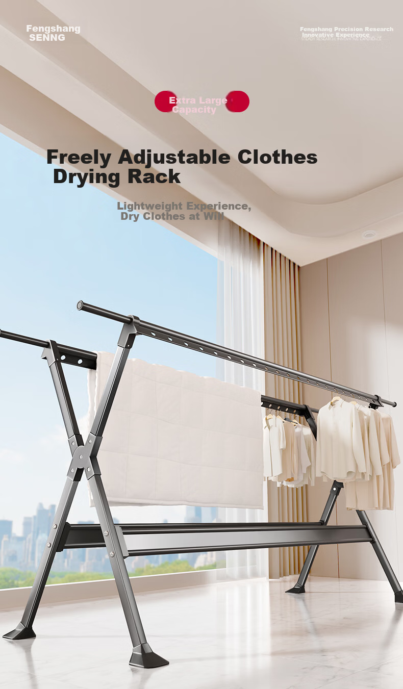 Fengshang Floor-Standing Foldable Clothes Drying Rack for Home Balcony and Bedroom 1