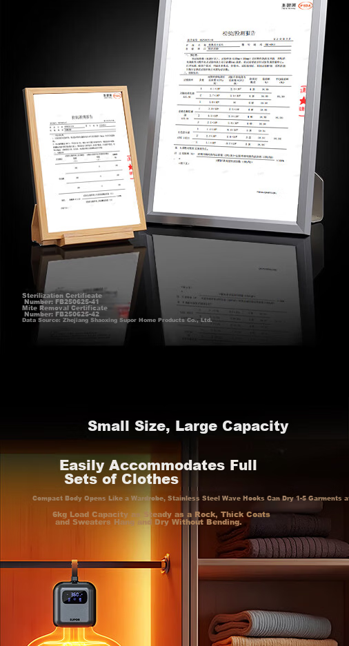 Supor【Price Protection 618】Small Household Travel Clothes Dryer Folding Portable Underwear Sterilizer and Mite Removal Machine White Peach Milk Tea 27L 9