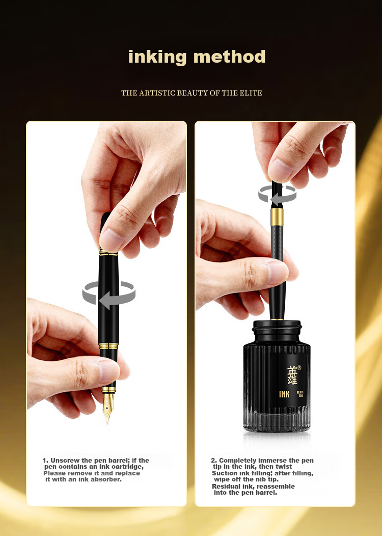 HERO Premium Fountain Pen Ink Extra Black Non-Carbon Dye Type Anti-Clogging 8101/30ml 7