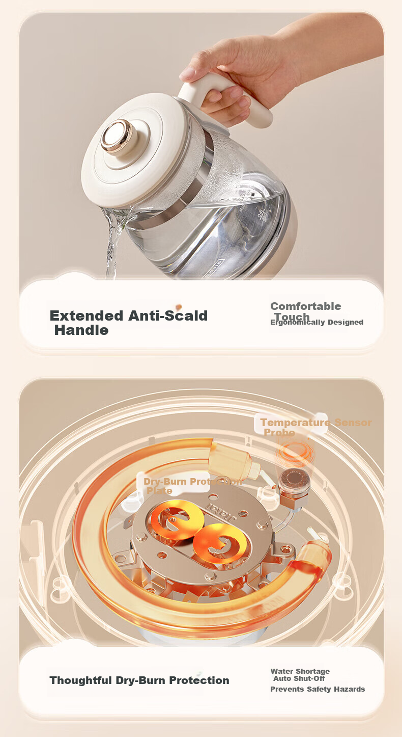 Bear Health Pot Constant Temperature Kettle Milk Warmer Baby Formula Heater 0 Glue Smart Power-off [Constant Temperature Kettle] 1.2L 2