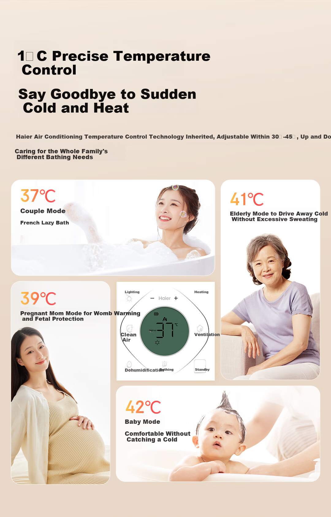 Haier Smart Bathroom Heater S360U1 Ring-Shaped Sterilization Heater with Warm Air, Lighting, and Exhaust Integration 11