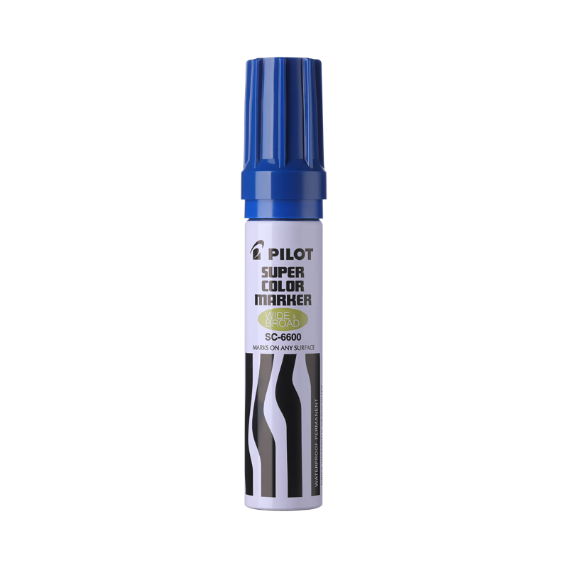 PILOT Oil-Based Marker, Large Tip Pen, Logistics Box Top Pen, Thick Tip Marker, Colorfast, Waterproof, Durable Signature Pen, Construction Site And Office Supplies, SC-6600 Blue Wide Tip