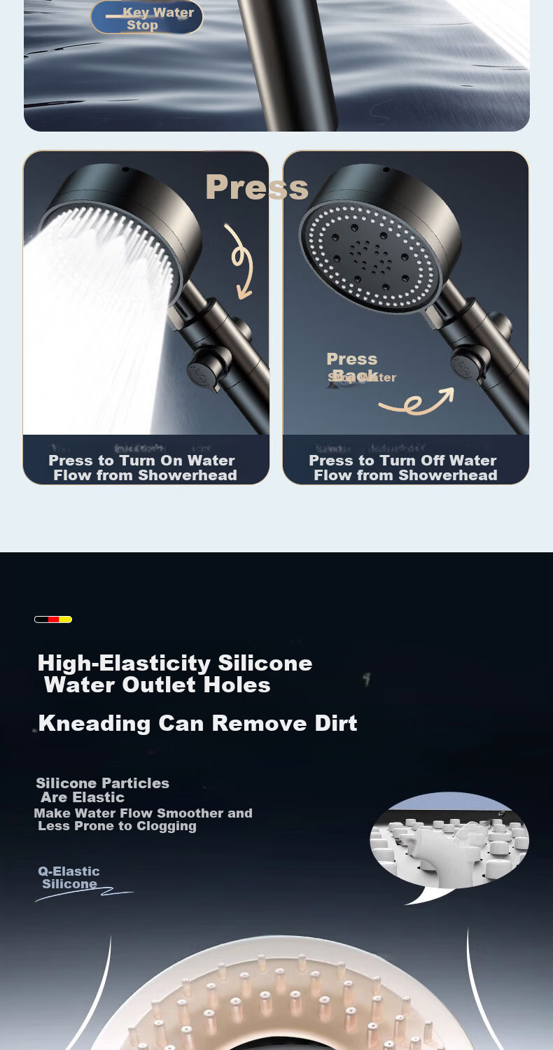 HOMK [Germany] High-Pressure Handheld Shower Head Bathroom Shower Sprayer for Home Use 9