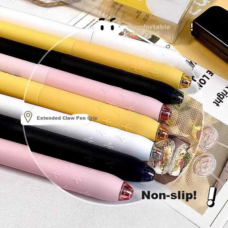 GOTOVAN Cute Chick Push-Button Gel Pen Funny Stress-Relief High-Value Adorable 0.5mm Quick-Dry Smooth Exam Pen Black Ink Ballpoint Signature Pen 4
