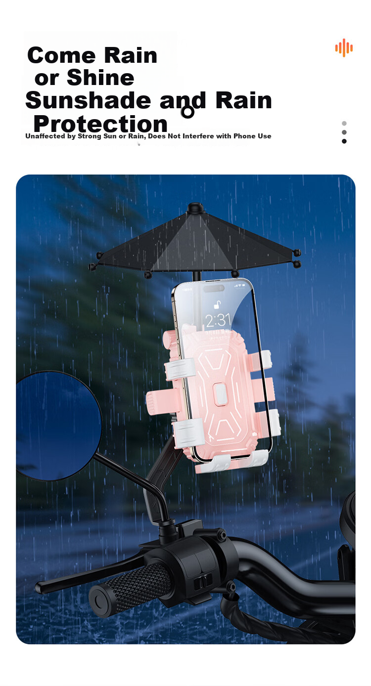 BZBC Small Helmet Style Electric Bike Phone Holder Motorcycle Delivery Rider Anti-Shake Sunshade Rainproof Navigation Mount for Delivery and Ride-Sharing Users 4