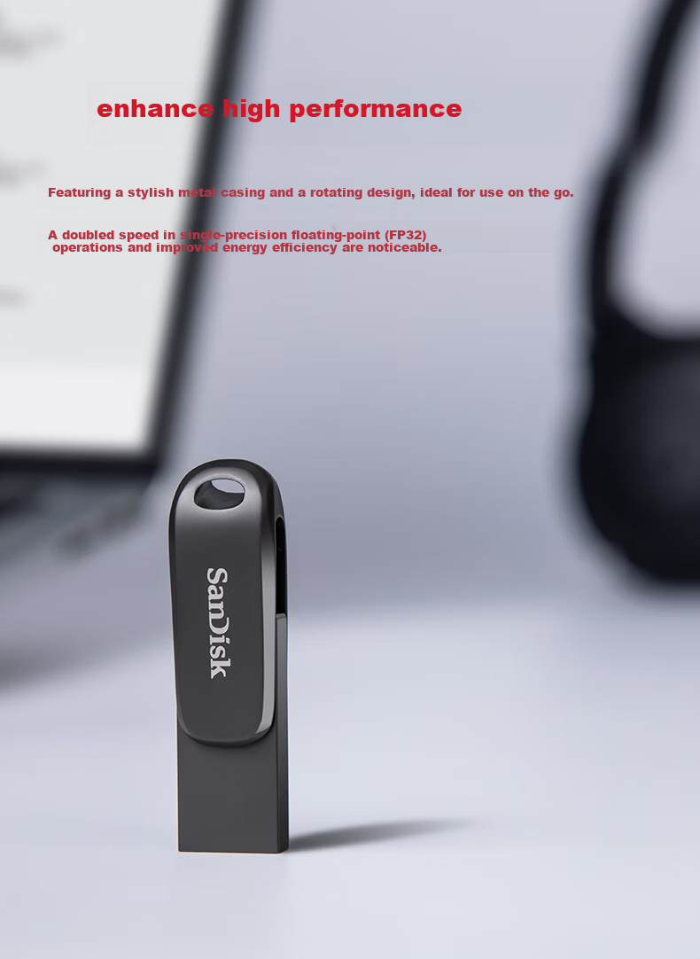 SanDisk 2TB Type-C USB 3.2 Flash Drive DDC4 400MB/s High-Speed Mobile and PC Dual Interface Metal Large Capacity USB Drive 5