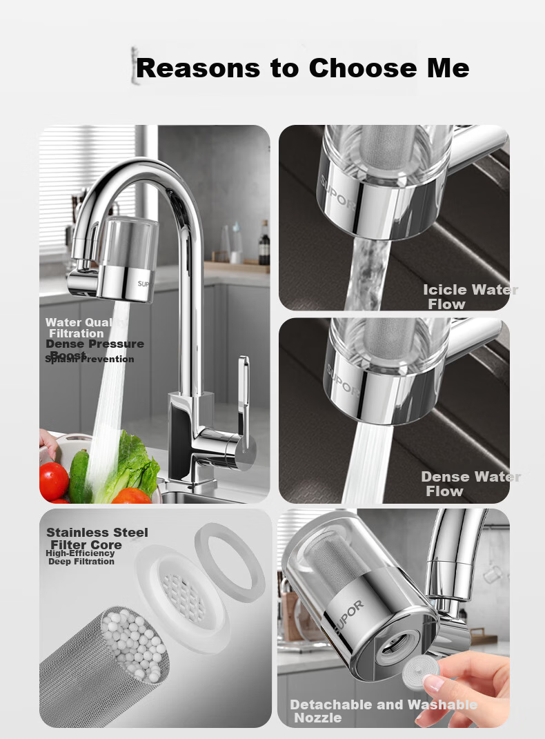 SUPOR Kitchen Faucet 720° Filter Water Purifier Splash-Proof Universal Rotatable Extendable Tap Water Purification Nozzle S 4