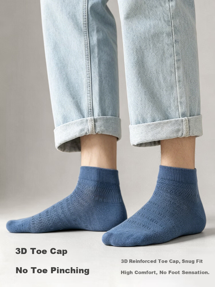 Cotton Thirteen Men's Summer Thin Mesh Short Socks 100% Pure Cotton Antibacterial Deodorant Sweat-Absorbing Breathable Cotton Socks 6 Pairs 2