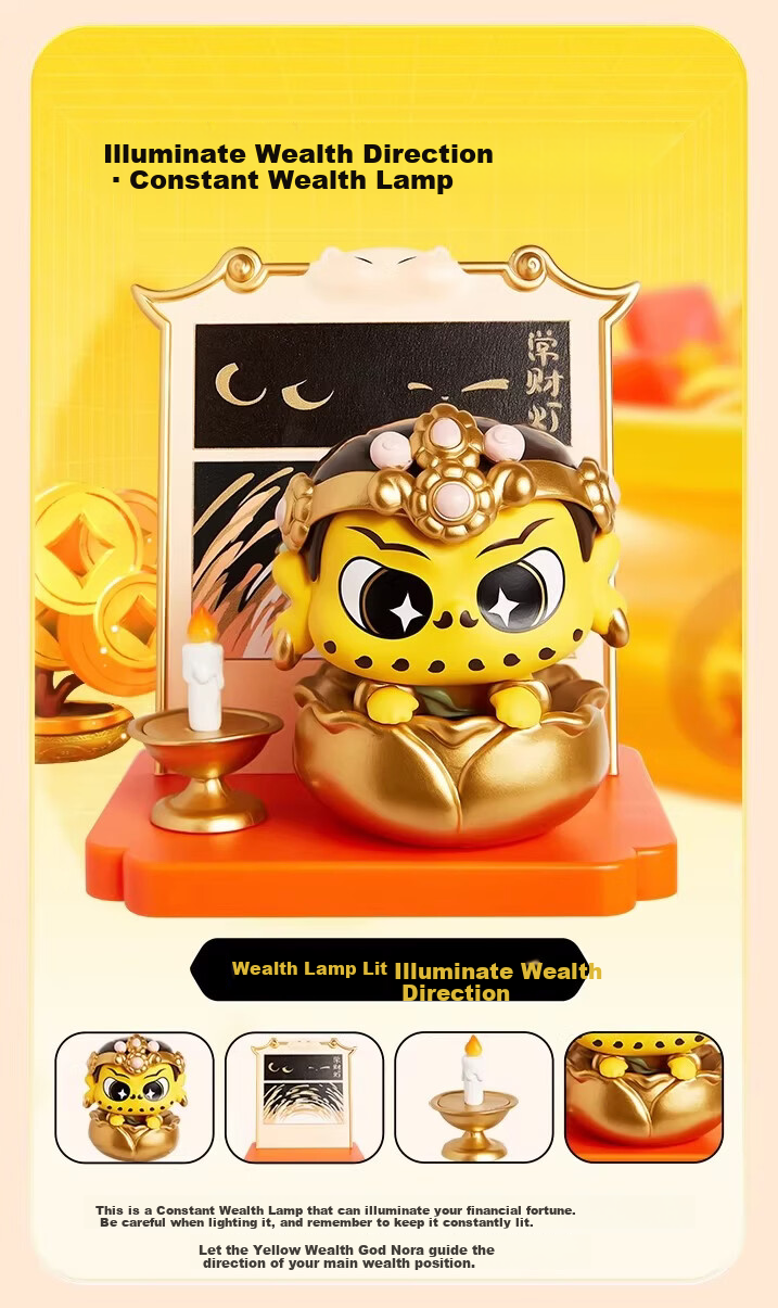 Fufu Sticker Yellow Wealth God Blind Box Cultural Creative Gift Wish Nora Figurine Fortune Attracting Wealth Ornament Girls Gift Box 6