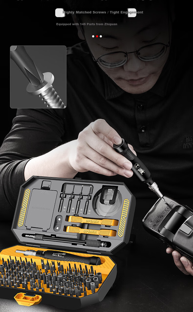 GREENER 145-in-1 Precision Screwdriver Set Household Laptop Disassembly Tools Multi-functional Phillips Flathead Hex Torx 9