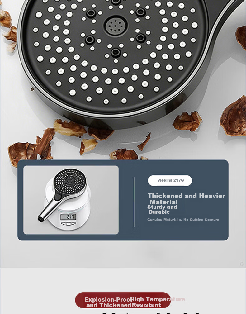 BOONEN High-Pressure Shower Head Large Panel Powerful Water Flow Bathroom Shower Heater Rainfall Showerhead 14