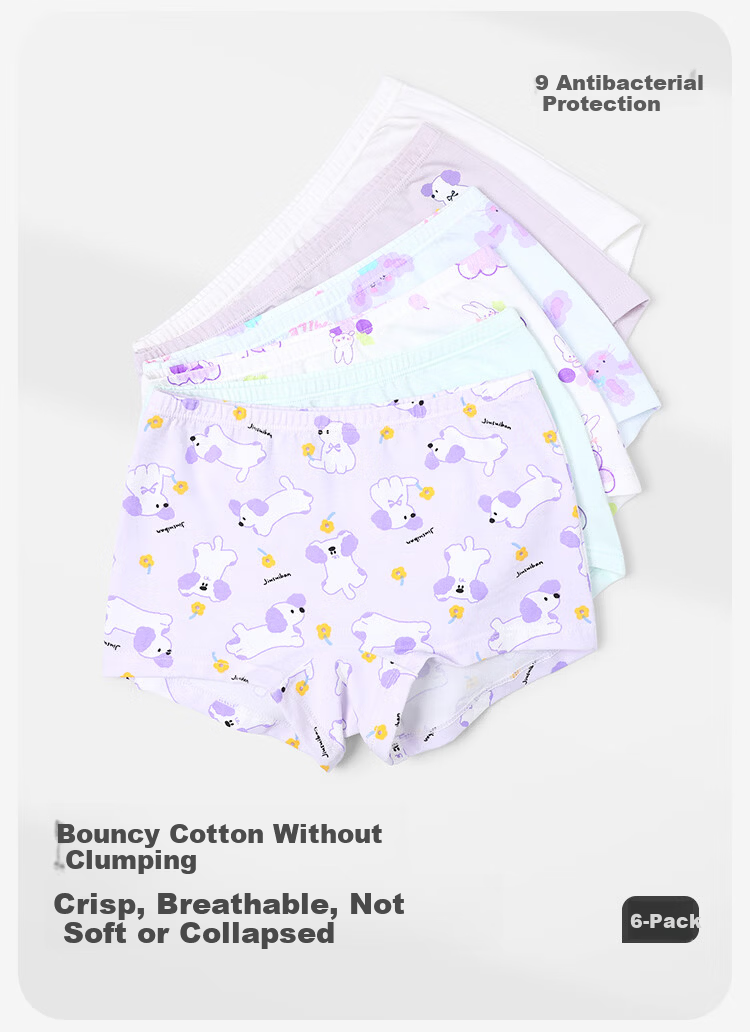 Jiusuiban 95% Long-Staple Cotton Girls' Underwear 3-15 Years 7A Antibacterial Silk Gusset Boxer Shorts Cartoon A-Class 1