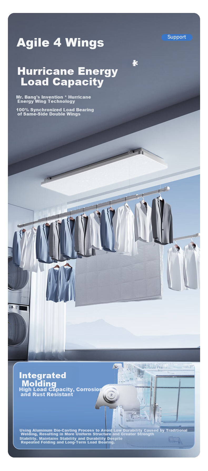 Mr. Bang Smart Electric Clothes Drying Rack Invisible Ultra-thin Quilt Drying with Starry Sky Light Lighting [L22pro] 7