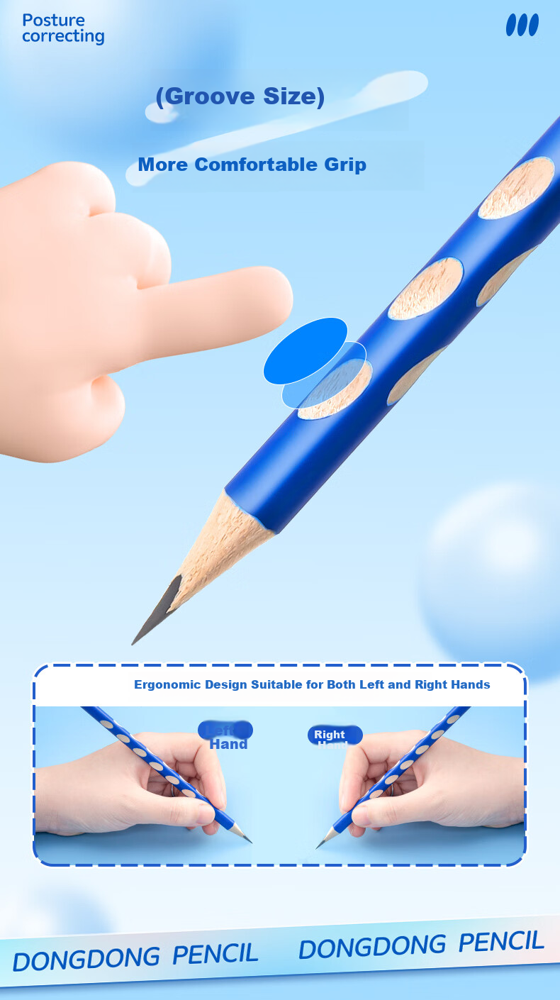 AIHAO AIHAO Hole 2B Pencil Student Non-toxic Triangular Posture Writing Practice Pencil 30pcs WP0015 5